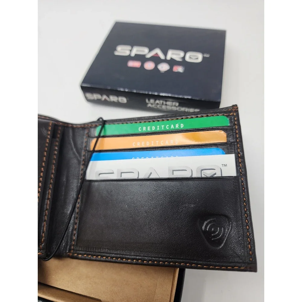 Sparo Mens Wisconsin Badgers Bifold Wallet Brown Leather Casual Size OS